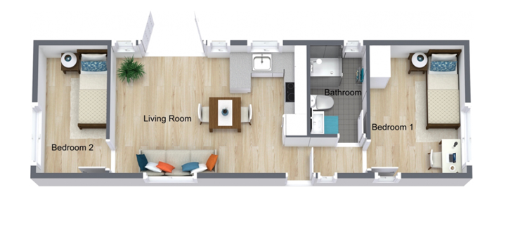 Big Man Tiny Homes – technical drawing Oak 480 tiny home